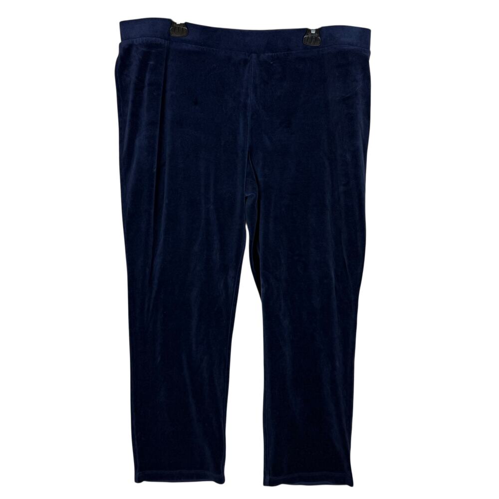 Weekends By Chico's Pants Womens 3 Blue Velvet High-Rise Elastic Waist Pull On‎